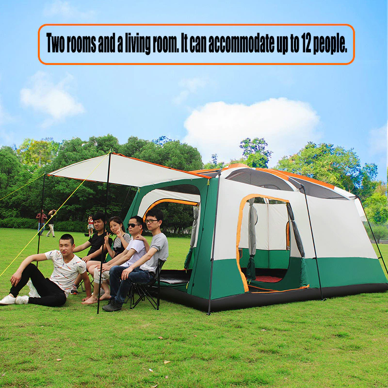 Cheap Goat Tents Large Camping Tent Two Story Outdoor 2 Living Rooms And 1 Hall High Quality Outdoor Family Camping Tent Large Space Tent For5 12   
